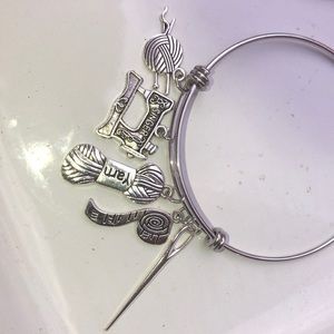 NWT, Handmade by A Charmed Life. Silver, Adjustable Bangle Bracelet